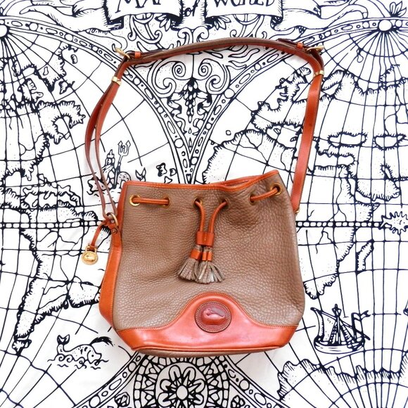 Vintage Dooney & Bourke Pebble Leather Drawstring Bucket Bag - Picture 1 of 13